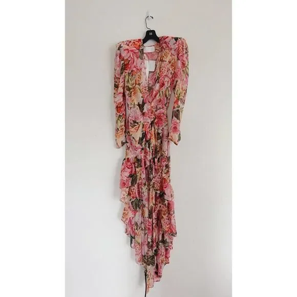 Bronx and Banco Rosa Wrap silk blend Dress in Rose & Multicolor XL(US10) - Picture 4 of 10